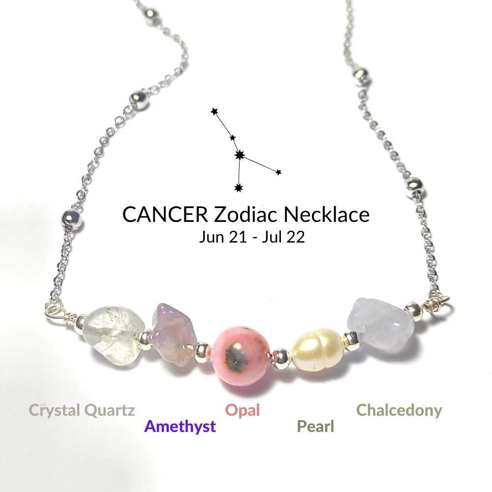 

Summer Fashion Cancer Zodiac Necklaces Stainless Steel for Women Made of Natural Stones Gift for Girlfriend