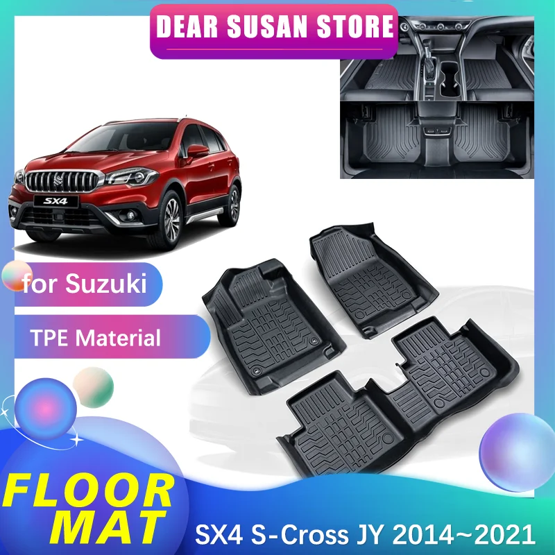 

Car Floor Mat for Suzuki SX4 S-Cross JY Crossover 2014~ 2021 Part Foot TPE Interior Liner Carpet Pad Custom Cover Rug Accessorie