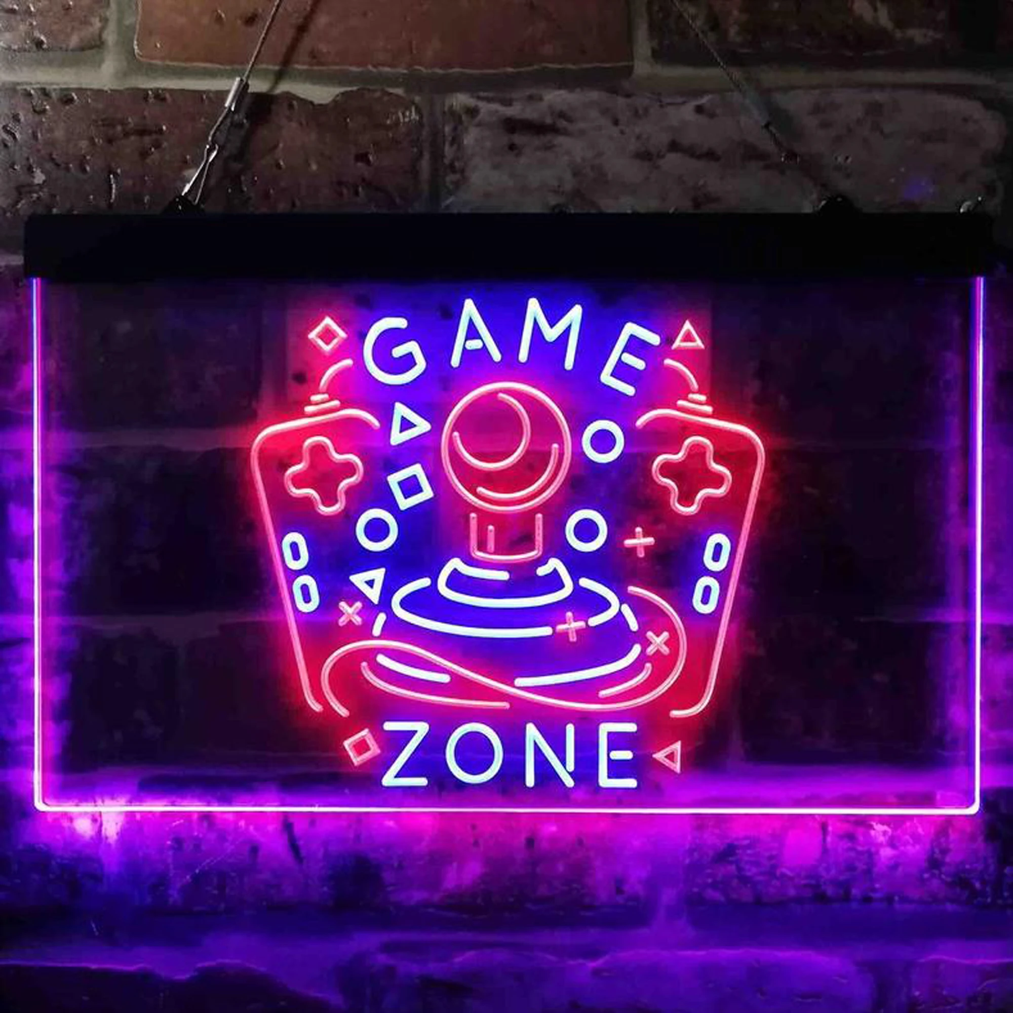 

Custom Dual Color Neon Sign Game Zone Joystick Game Room Dual Color LED Neon Light Game Room Indoor Wall Decor Hanging Light