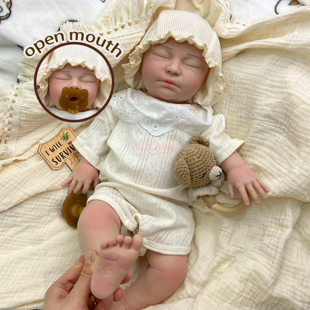 

Handcrafted Full Body Silicone Reborn Baby Doll Girl Closed Eyes Chubby and Lovely Round Face Washable Gentle Touch Perfect Gift