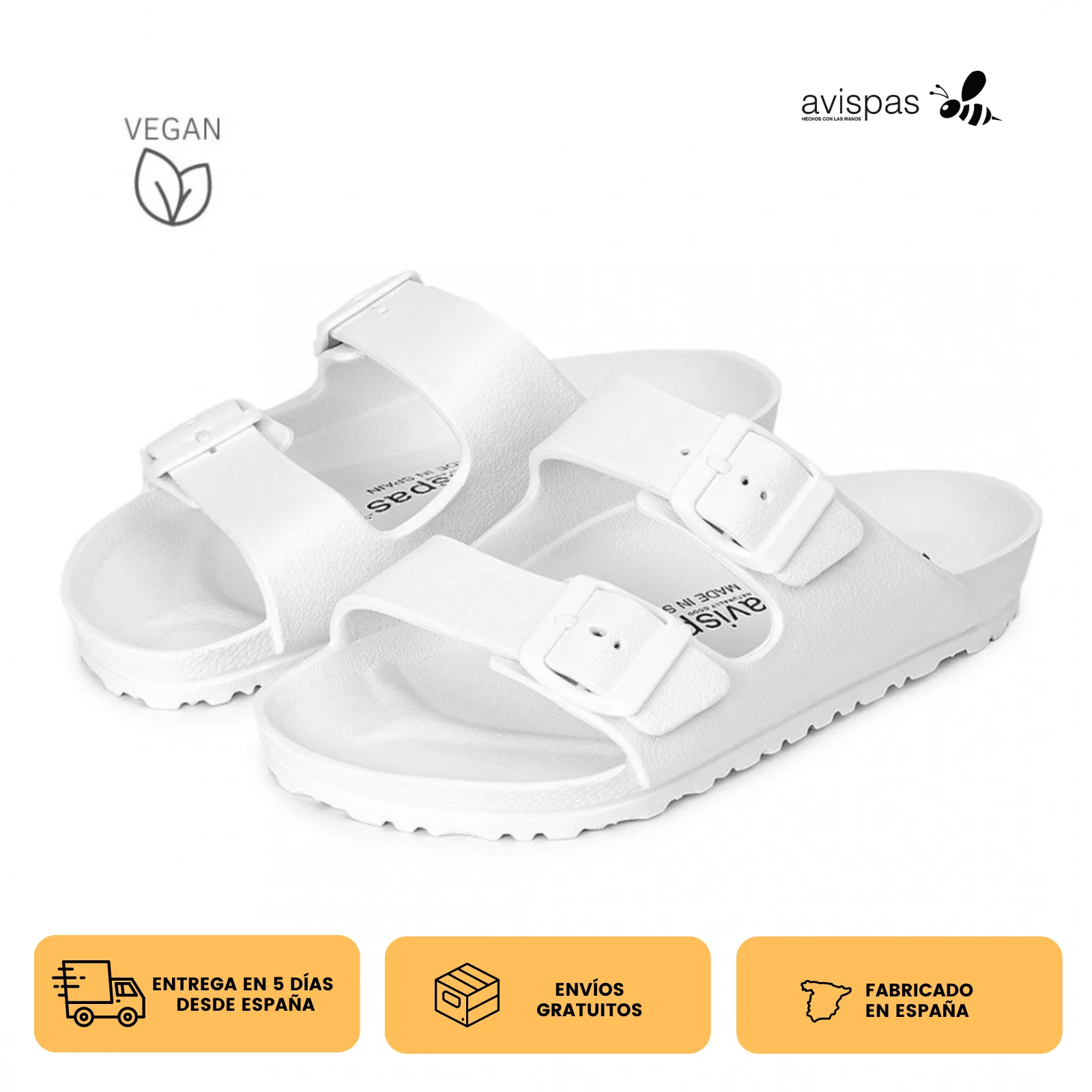 Sandals, Bio EVA buckles White New Coachella, vegan, ultralight, anatomical, antibacterial, ecofriendly, Calzame, spring, summer