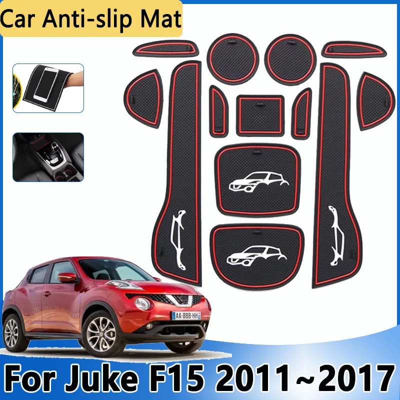 

Car Slot Hole Pad For Nissan Juke F15 2011 2012 2013 2014 2015 2016 2017 Non-Slip Rubber Mat Door Groove Cup Sticker Accessories