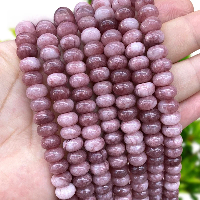 6x10MM Abacus Natuursteen Lepidoliet Chalcedoon Losse Rondelle Spacer Kralen voor Sieraden Maken DIY Armband Bedels accessoires - afbeelding 2