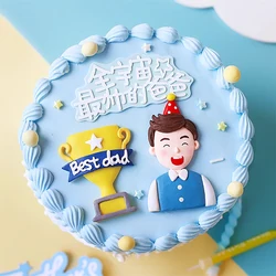 Father's Day Baking Cake Decoration Soft Ceramic Men's Party Dad Decoration Trophy Medal DAD Adult Decoration