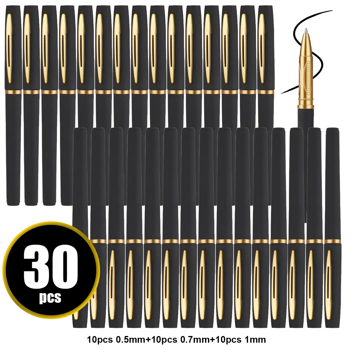 

30PCS Retractable Gel Pens Black Ink 0.5mm Fine Point Smooth Writing Fast Dry Pens for School Office Journaling Note Taking