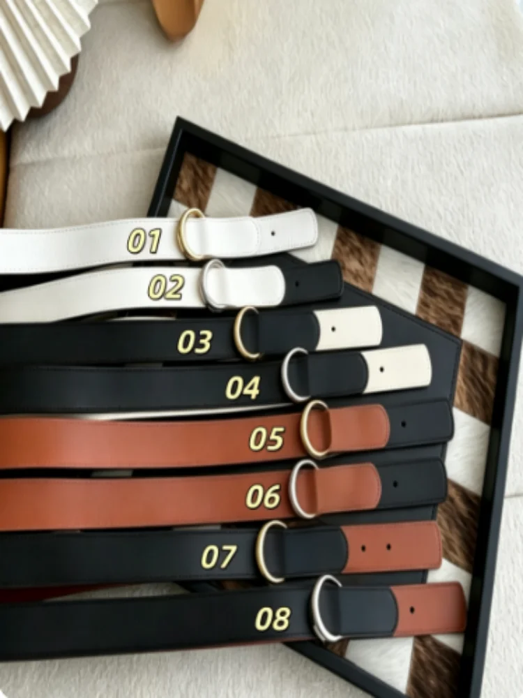 New Smooth Bovine Leather Material With Classic Letter Buckle Double-sided Design Belt