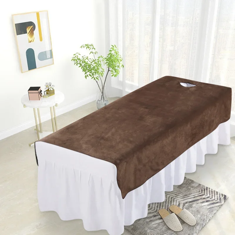 Draps de lit Spa en velours pour Salon de beauté, couvre-lit de Massage, couvre-lit, Sabanas solides Para Cama avec/sans trou, 2 tailles