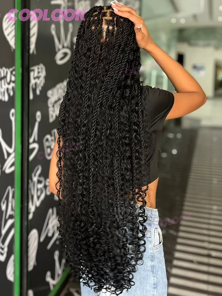 Long 360 Full Lace Twisted Synthetic Wig with 22 Handmade Knotless Braids Amazon.com: Braided micro twist wavy wig. Made on a full  main image 4