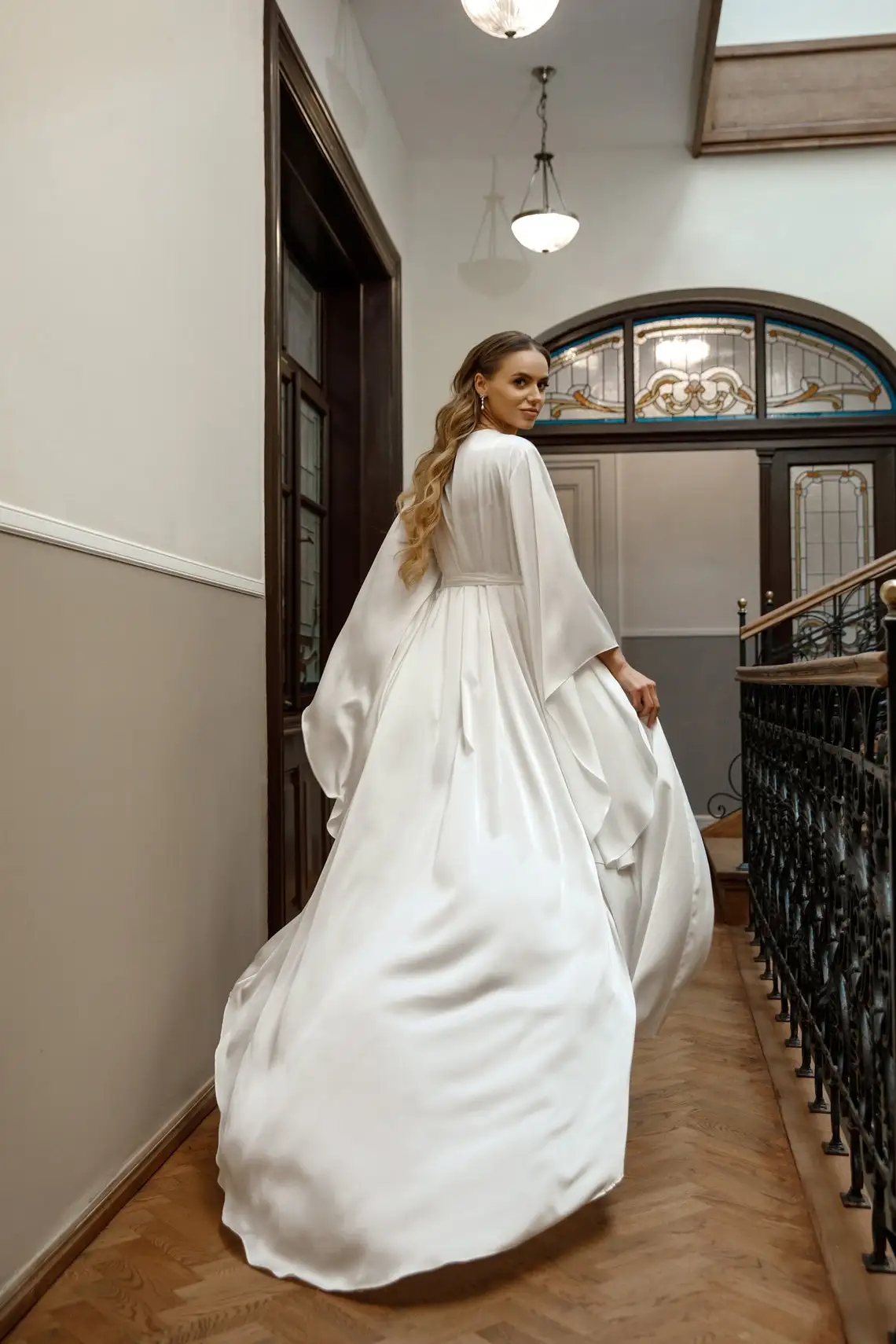 Maxi bata de novia de gasa, albornoz de fiesta, lencería, vestidos de mujer, pijamas, camisón blanco con manga larga y puño