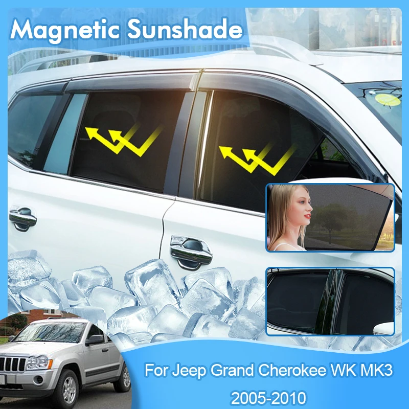 Magnetic Sunshade For Jeep Grand Cherokee WK MK3 2005 2006 2007 2008 2009 2010 UV Protection Sunshade Cover Window Accessories