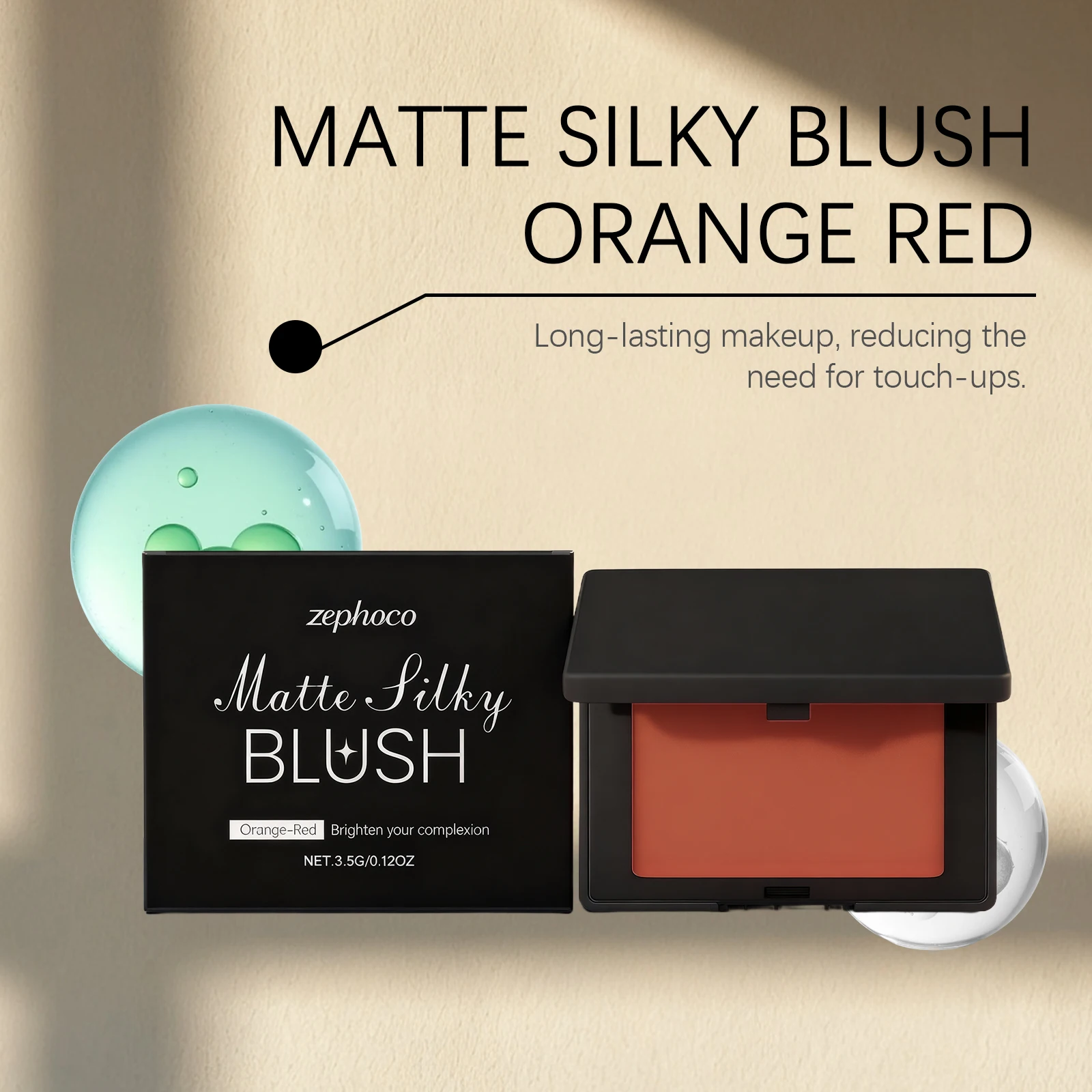 Zephoco Matte Blush Powder Silky Smooth Waterproof Long Lasting Natural Healthy Glow Premium Misty Finish All Day Fresh Cheek Makeup
