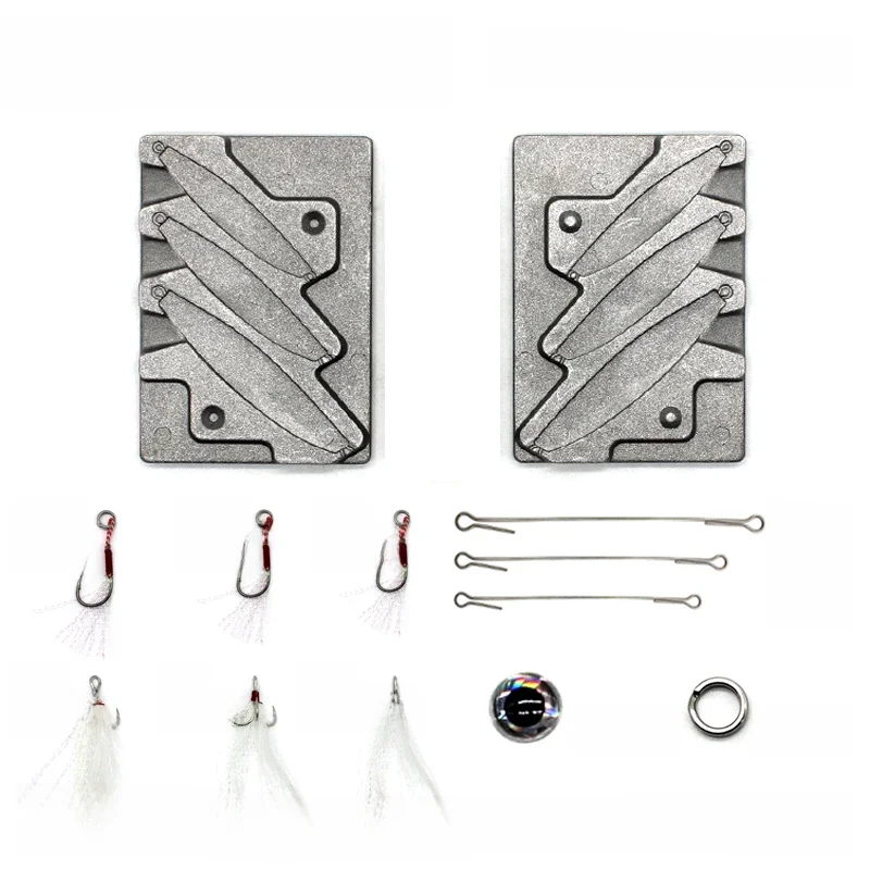 Adygil DIY Fishing 127 sztuk metalowa przynęta mold Combo 1/4oz 1/2oz 3/4oz 3 ubytki — zdjęcie 2