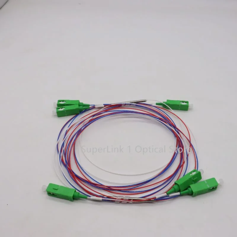 Imagem -02 - Divisor de Fibra Óptica com Conectores Acoplador Desequilibrado sc Apc 1x2 09 mm 10 90 20 80 30 70 40 60 50 50 Pcs por Lote