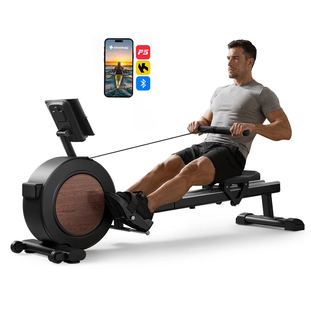 ROBORE RW505, macchina per il canottaggio con sistema di resistenza elettromagnetica a 16 livelli, binario scorrevole esteso da 120 cm, monitor LCD, capacità massima di carico di 160 kg.
