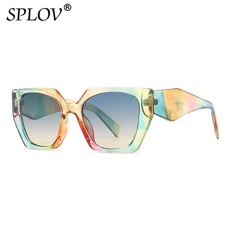 Retro Polygon Cat Eye Sunglasses Women Brand Designer Fashion Gradient Shades Leopard Colorful Clear Sun Glasses Ladies UV400