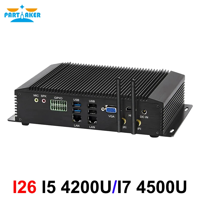 Industrial Mini PC Intel Core i5 4200U i7 4500U 4600U with 6 COM RS232 RS422 RS485 HDMI VGA GPIO for medical industry