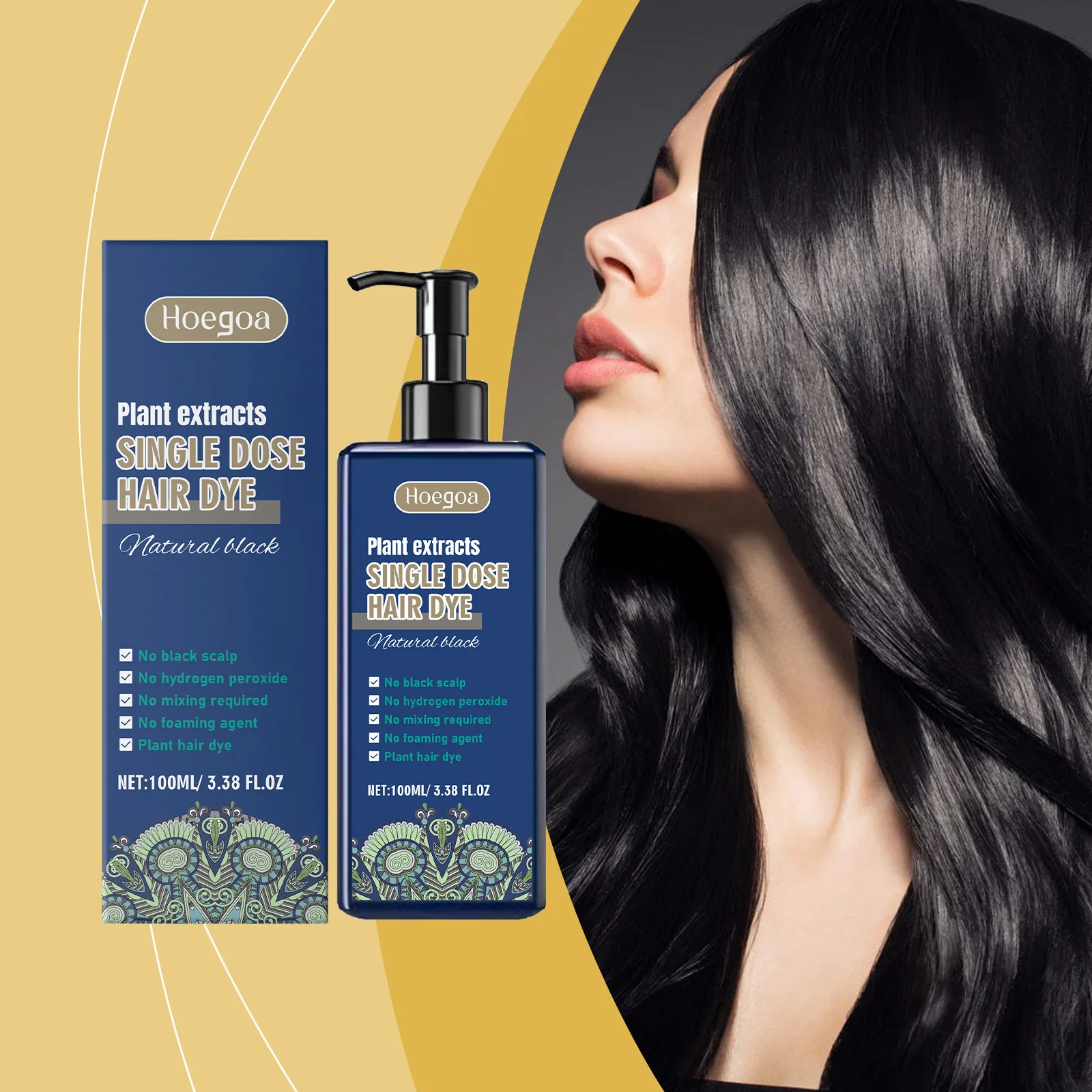 

Hoegoa 100 мл шампунь для краски для волос натуральный черный питательный шампунь для удаления белых волос красота DIY стойкая краска затемненная краска для волос шампунь