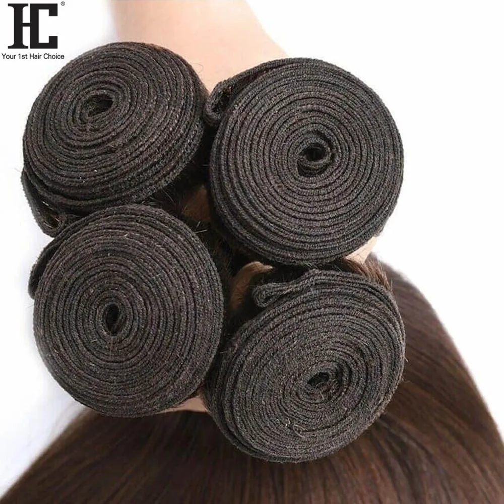 #4 Straight Bundles Human Hair Weave Bundles Dark Brown Brazilian Weave Extensions 1/3/4 PCS 100% Remy Hair Extensions 8-40 Inch