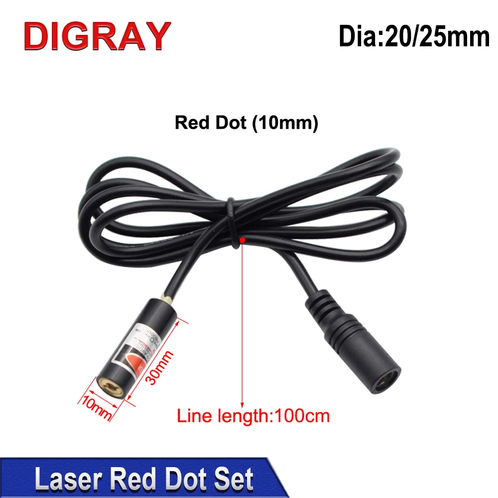 Digray DIA: ชุดตัวจับจุดสีแดง20/25มม. โมดูลไดโอด DC5V อุปกรณ์ตำแหน่งสำหรับ Co2ตัดเลเซอร์แกะสลักหัว