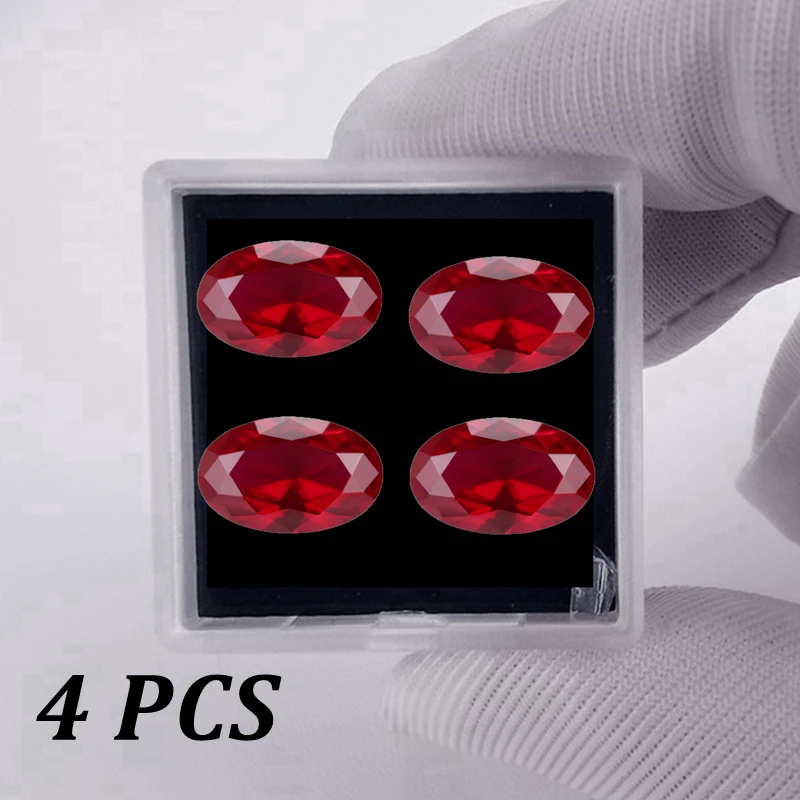 

Boxed 4 PCS Ruby Pass UV Test Fluorescent Ruby 13×18mm Oval Cut VVS Loose Gemstones for Jewelry Making Gem and Collectible Gifts