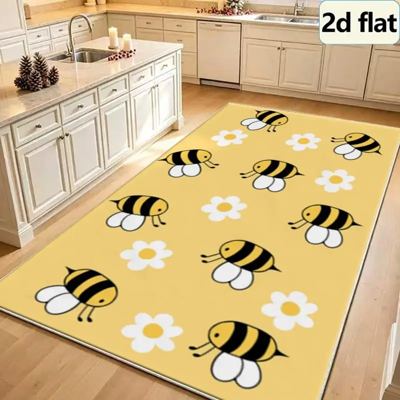 1 Piece of Cartoon Carpet with Bumblebee and Daisy Patterns, Soft and Comfortable, Suitable for All Seasons, Lightweight and Easy to Care For, Ideal for Living Room Decoration, Bedroom Decoration, Entryway Decoration, Home Decoration, Room Decoration, Perfect for Autumn and Winter.