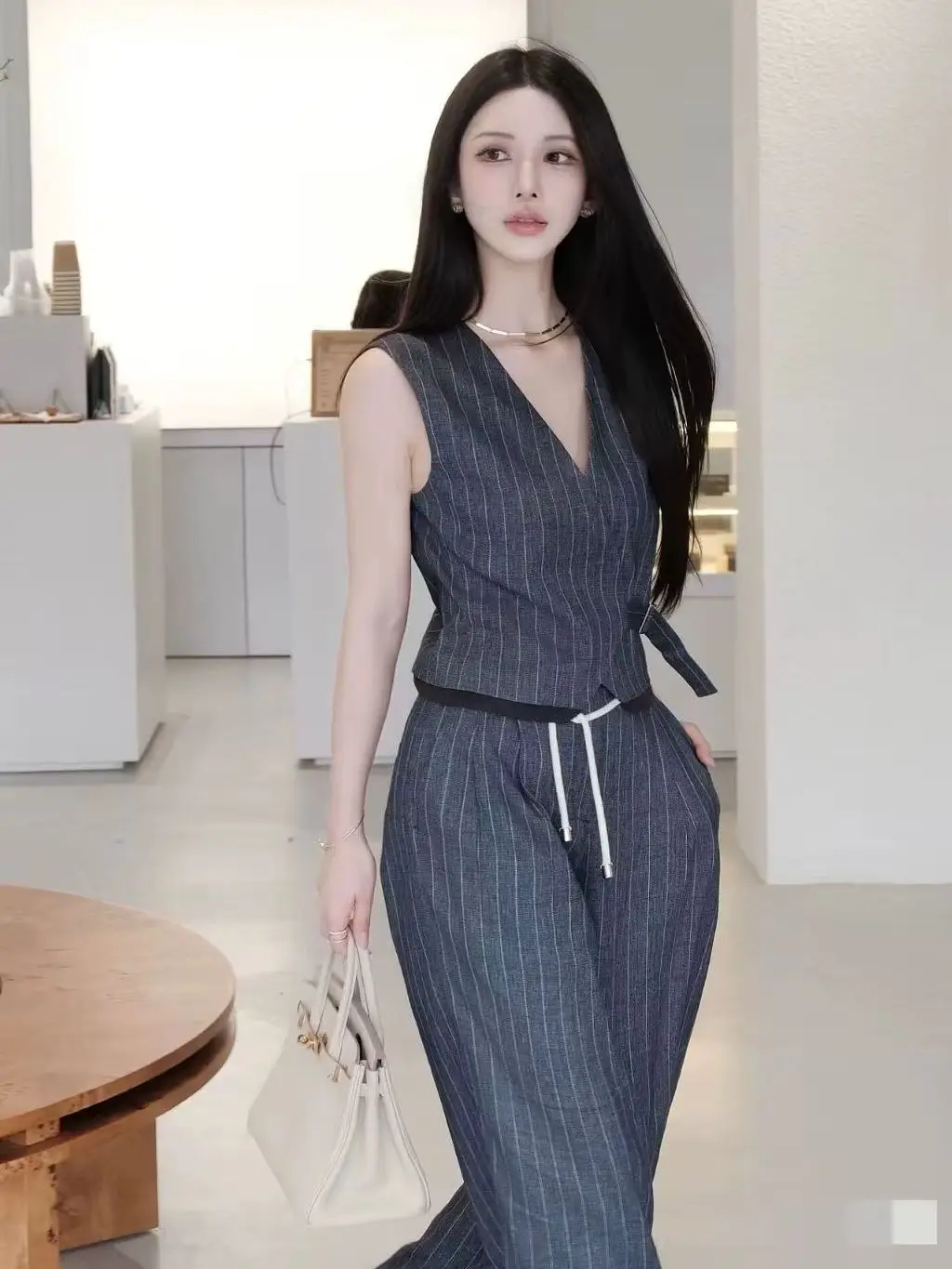 

Casual women's summer 100% linen matching set