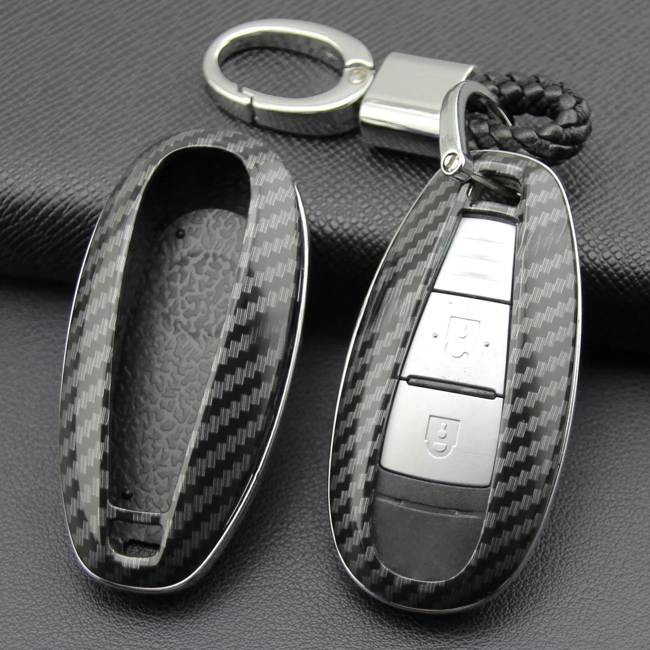 For Suzuki Kizashi Vitara Ertiga SX4 S-Cross Ciaz Ignis Baleno Carbon Fiber Car Remote Key Fob Cover Case Chain Ring Protect