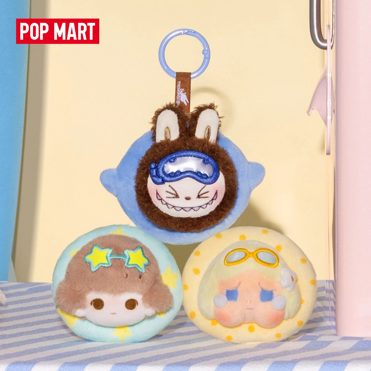 【UK】POP MART POP BEAN Island Vacation Series Мини-плюшевый брелок-подвеска 1 шт./6 шт. Фигурка из серии Blind Box