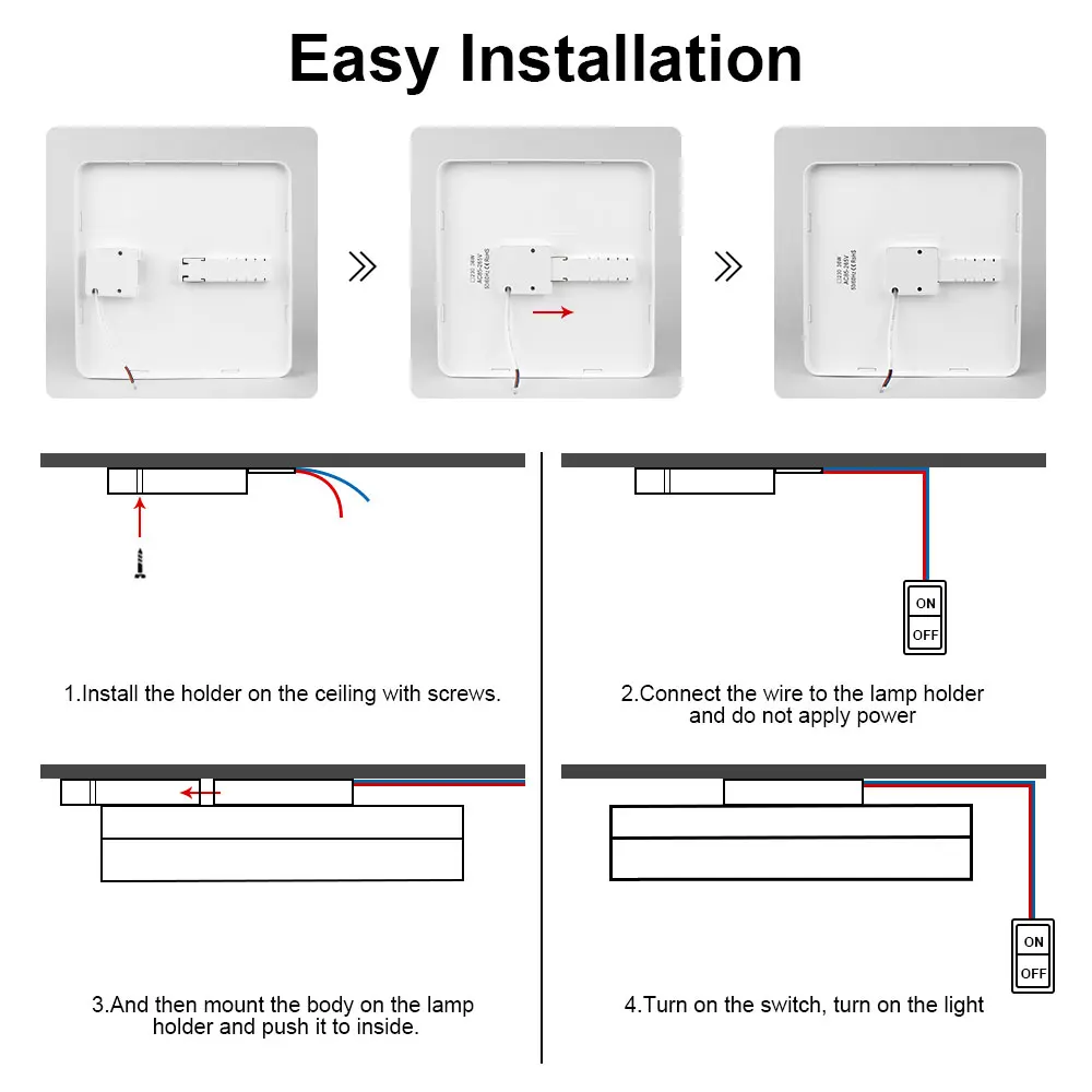 Moderno teto de LED para sala de estar, lâmpadas redondas e quadradas, luz natural, luz quente e fria, 18W, 24W, 36W, 48W, novo