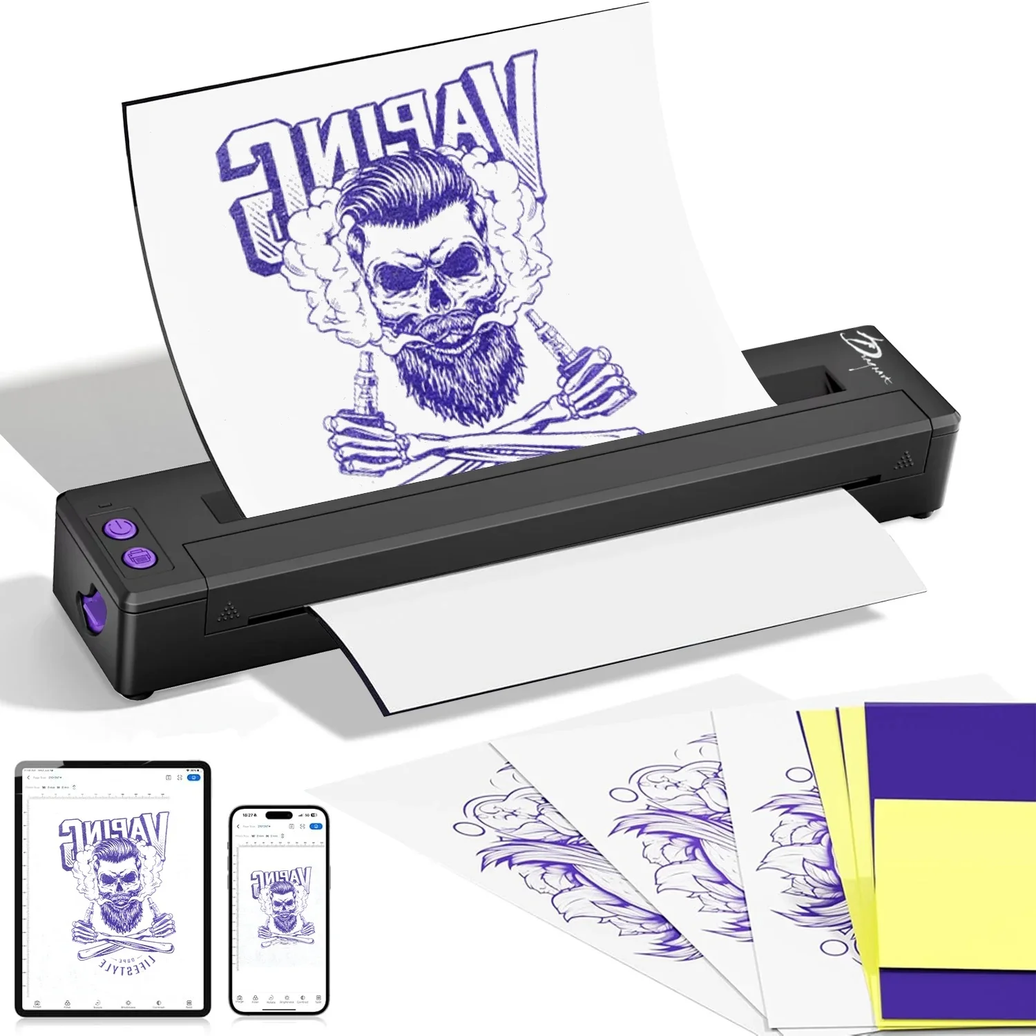 P19 draadloze tattoo stencilprinter thermische kopieermachine - compatibel met smartphone en pc voor tattoo-ontwerpoverdracht - afbeelding 2