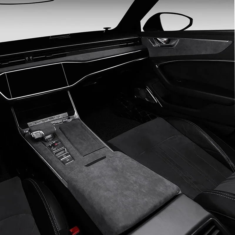 Panneaux de superposition Alcan tara sur panneau Prada, boîte d'accoudoir, commande de vitesse et portes pour Audi horizon C8, A7 RS7 2019-2024