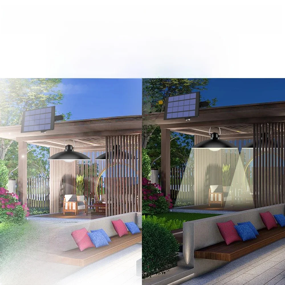 1/2 Heads LED Solar Pendant Lights Indoor Outdoor Shed Solar Powered Lamps Courtyard Garden Porch Patio Balcony Camping Lighting