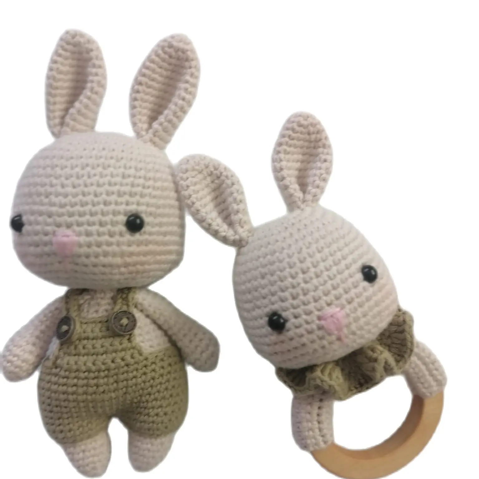 

Handmade Toy Set with Dual Tiny Rabbit Rattle Cranky Babies Yatıştırıcı First Friend High Quality Healthy Safe Hediyelik