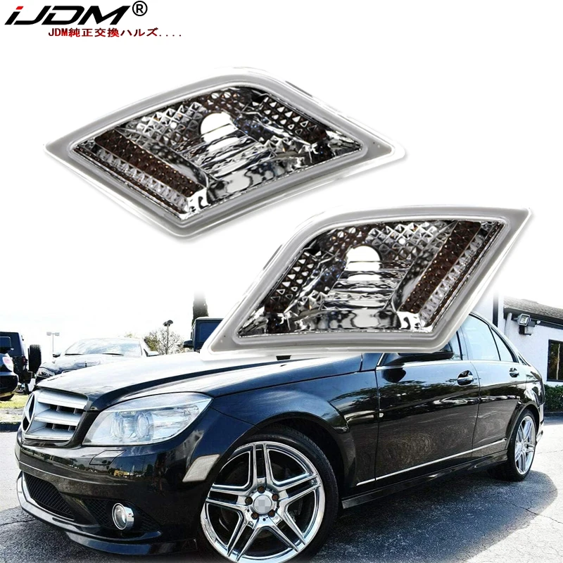 iJDM Car Front Bumper Side Marker Lamp Housings For Mercedes W204 Pre-LCI C250 C300 C350 & 2008-13 C63 AMG C-Class 2008-2011