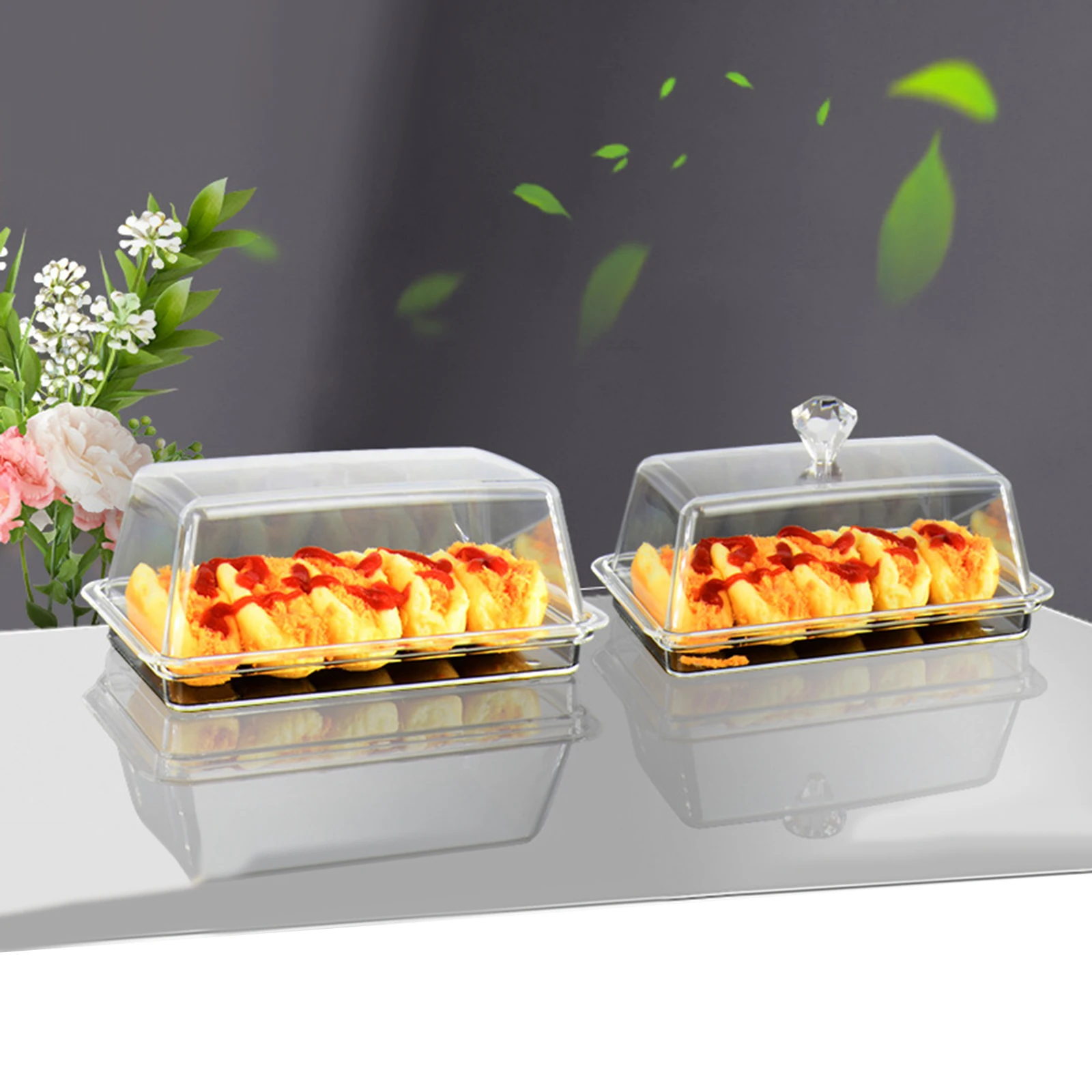 Clear Butter Dish with Cover Container Kitchen Accessories Dinnerware Butter Holder Cheese Server Storage Keeper Tray