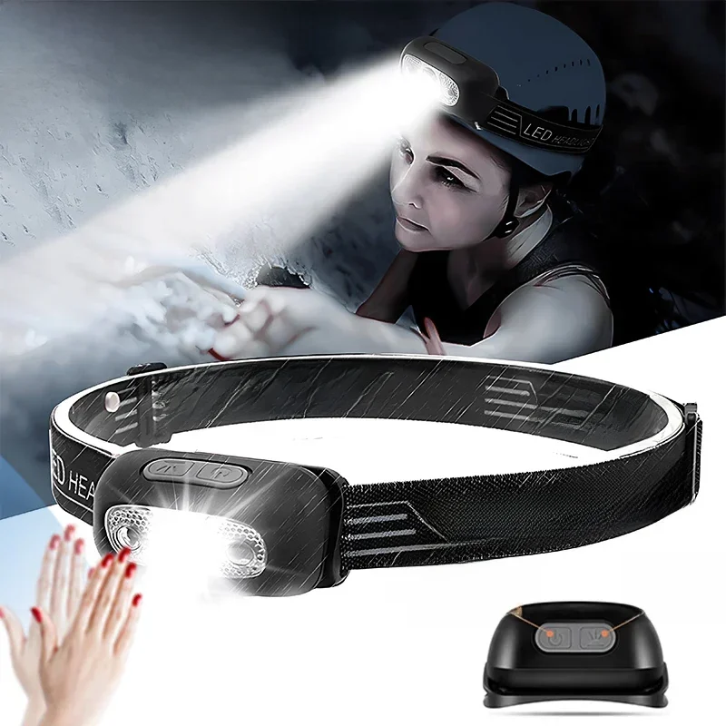 Lampes frontales à Induction Mini phare de charge LED lampe de poche de Camping LED monté sur la tête lumière forte lampe torche Portable de pêche