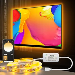 Smart zigbee 3.0 rgbww usb led luz tira regulável 5v rgbcct tv backlights trabalhar com hub ponte eco mais, app/alexa voz