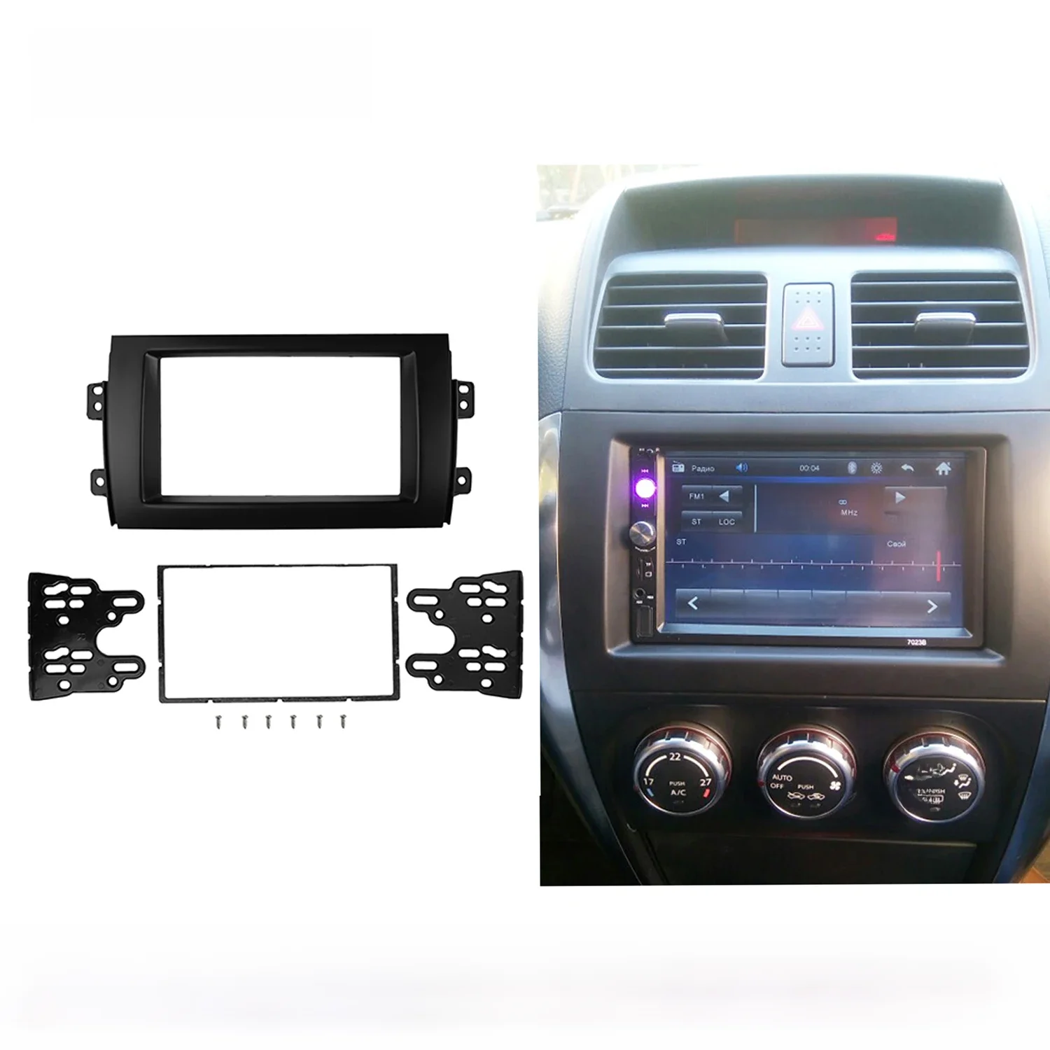 Podwójna ramka Din dla SUZUKI SX4 marki Fiat Sedici Radio DVD deski rozdzielczej Panel Stereo instalacja montażowa instalacji zestaw paneli wykończeniowych Bezel — zdjęcie 2