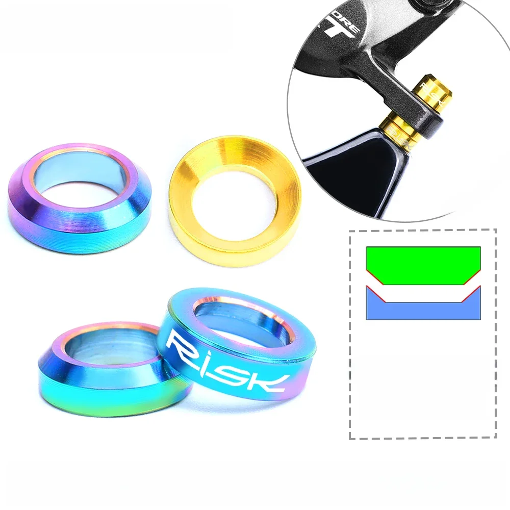 AliExpress 2pairs RISK Mountain BMX Bike Bicycle Titanium M6 Concave and Convex Washer Spacer For Disc Brake
