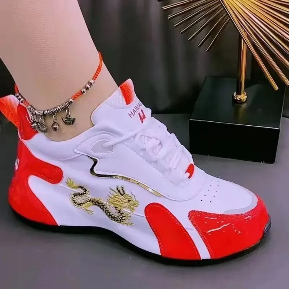 Designer Sneakers for Women Summer Leather Waterproof Casual Sports Shoes Women Lightweight Breathable Non-slip Platform Shoes