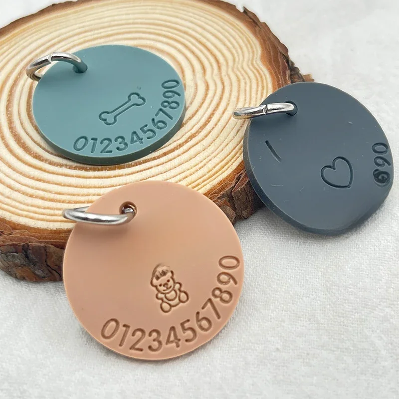 Étiquette d'identification Anti-perte en Silicone pour animaux de compagnie, 6 couleurs, étiquette de chien personnalisée, nom gravé, numéro de téléphone, pendentif personnalisé, colliers pour chiots,