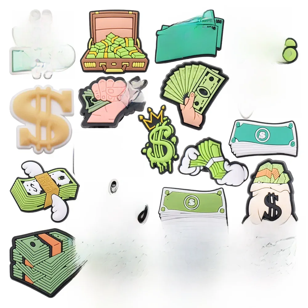 Haute qualité 1-21 pièces argent Dollar signe chaussures breloques bricolage chaussures de jardin sabot Aceessories ajustement homme femme décorer