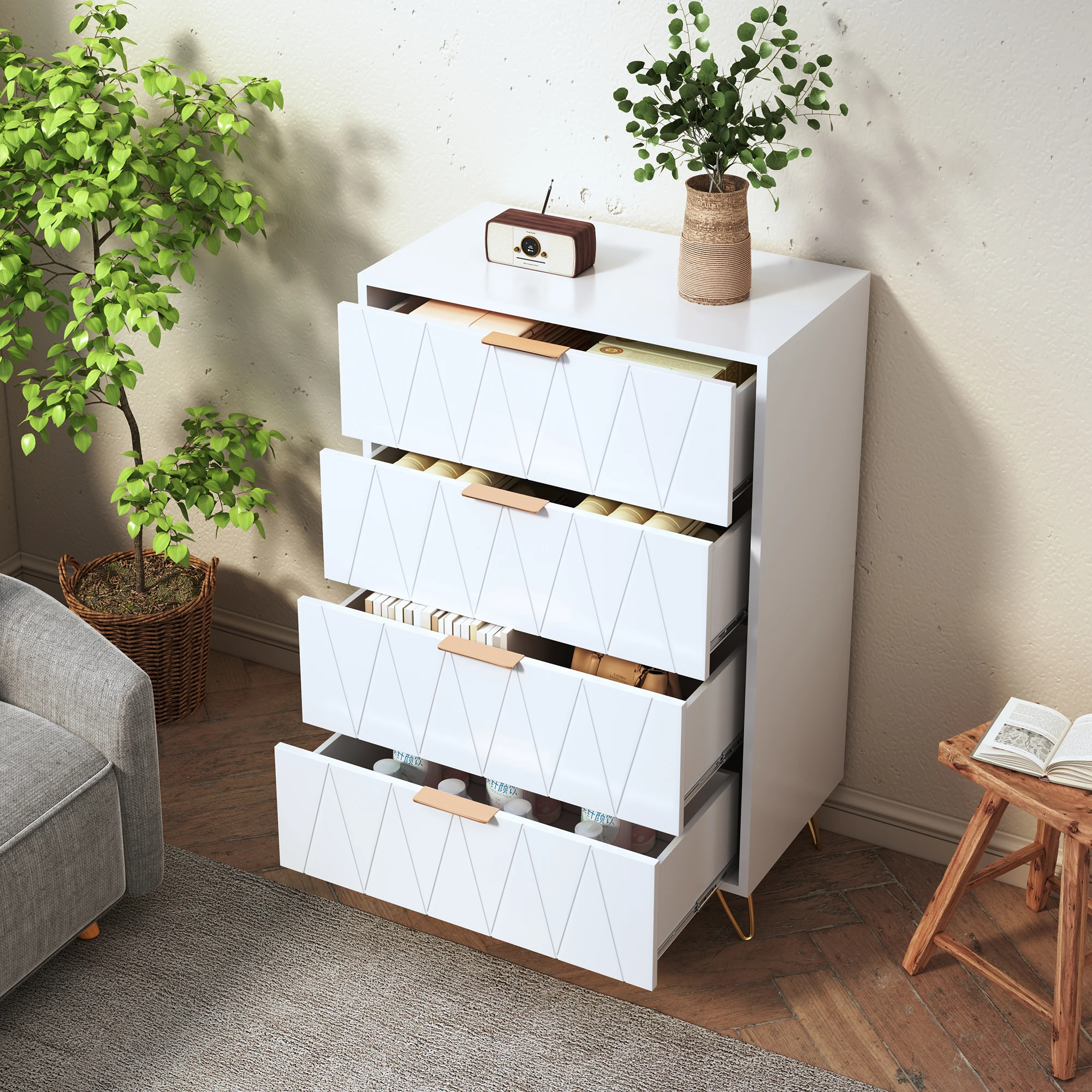 خزانة ذات أدراج من Anajqaqia مع مساحة تخزين، خزانة جانبية خشبية، لغرفة النوم، غرفة المعيشة، المدخل، أبيض