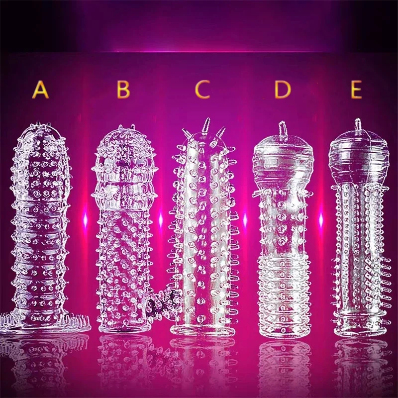 Penis Sleeve Reusable Condoms Adult Sex Toys for Men Delay Ejaculation G Spot Stimulation Safer Contraception Cock Ring Extender