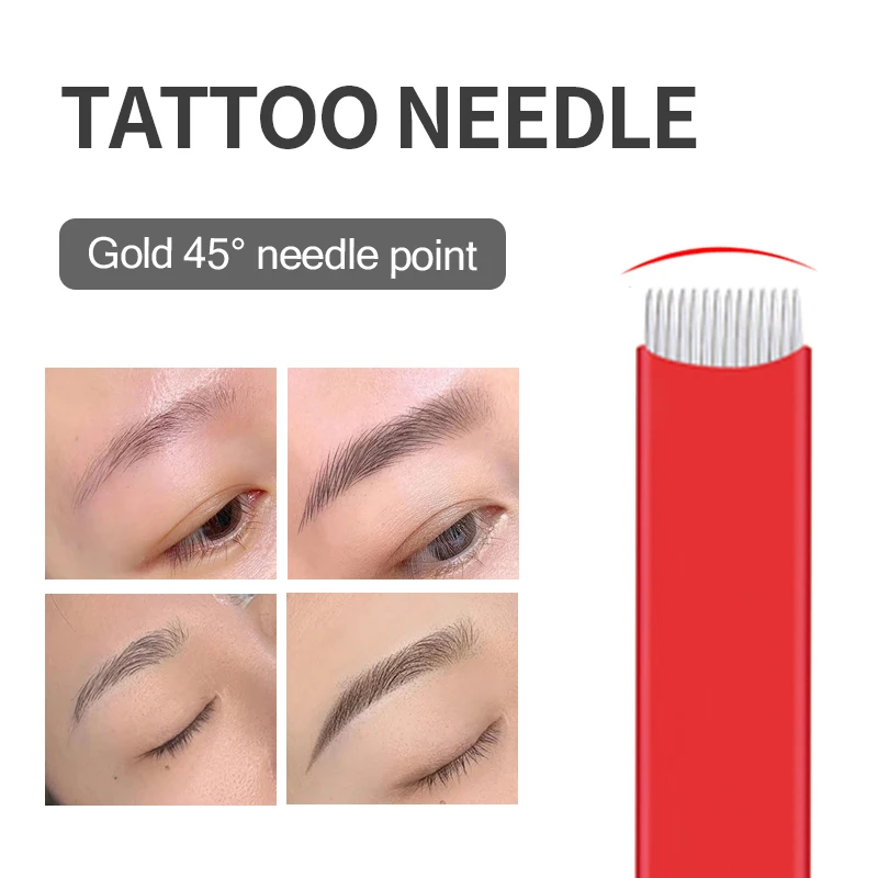 Eyebrow Microblading Needles Disposable  Straight Row 12/14 Microblade Blade For Brow Lamination Makeup MicroPigmentation