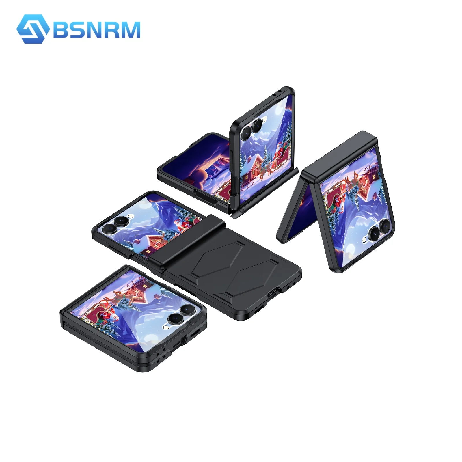 

Рождественский подарок, защитный чехол для телефона Galaxy Z Flip 7, с нескользящей текстурой, защитой шарниров, беспроводной зарядкой - черный