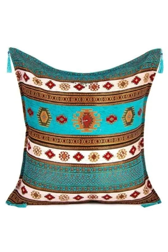 

Kilim Pattern (70cmx70cm) Chenille Fabric Tasseled Square Home Garden Cushion Cover NO1