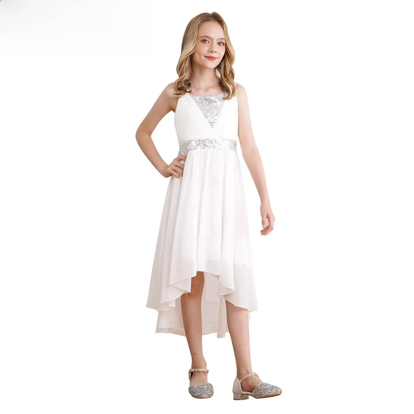 Robe d'été en mousseline de soie pour filles, tenue de première Communion pour enfants de 16 ans, Robe de vacances, de bal, de fête de mariage