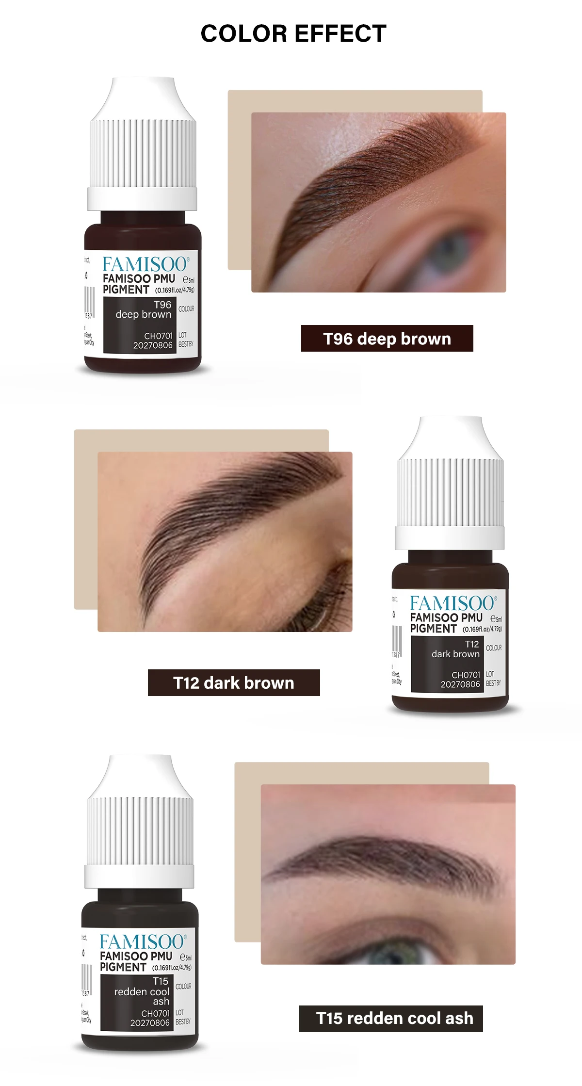 

FAMISOO 5MLColor matching tattoo ink nano pigment milky white semi-permanent makeup kit dyeing eyebrow eyeline