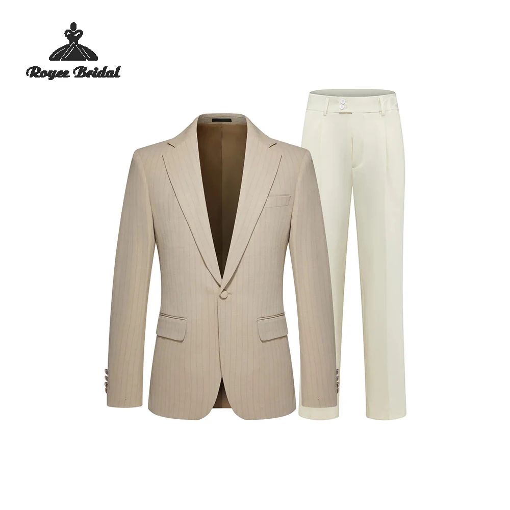 Khaki Three Piece Single Breasted Men's Wedding Suit 2026 Notched Lapel Business Evening Suit Customized trajes para hombre